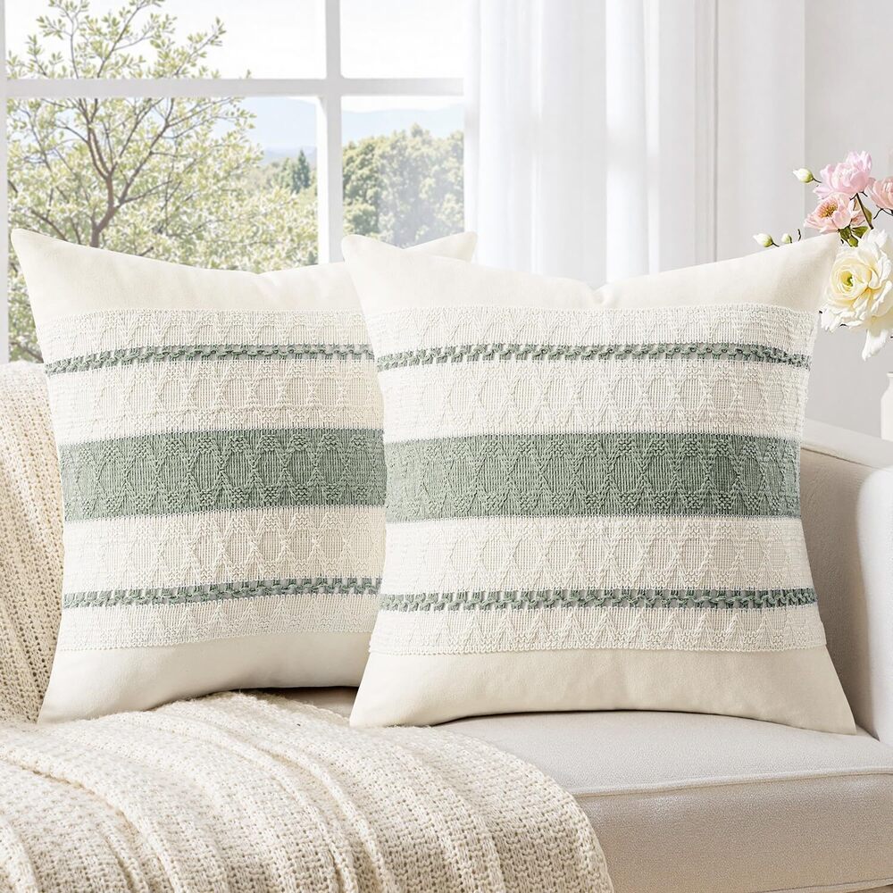 4282 Set of 2 Decorative Pillow Covers Boho Farmhouse Couch Throw Pillows